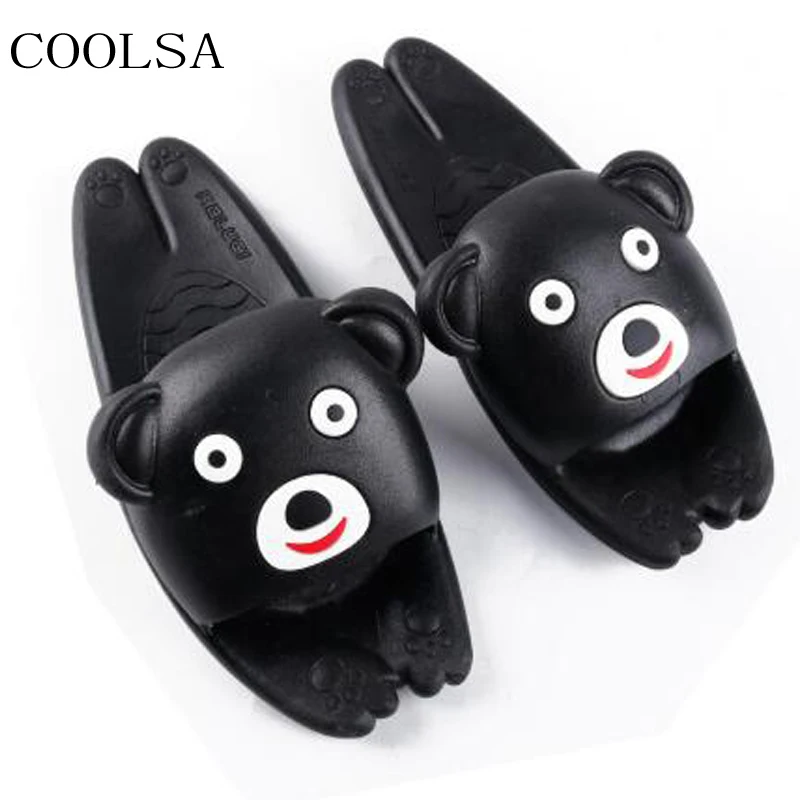 COOLSA/мужские летние Нескользящие пляжные сланцы с милым медведем, тапочки с животными, домашняя обувь для ванной, обувь для путешествий, мужские сандалии на плоской подошве