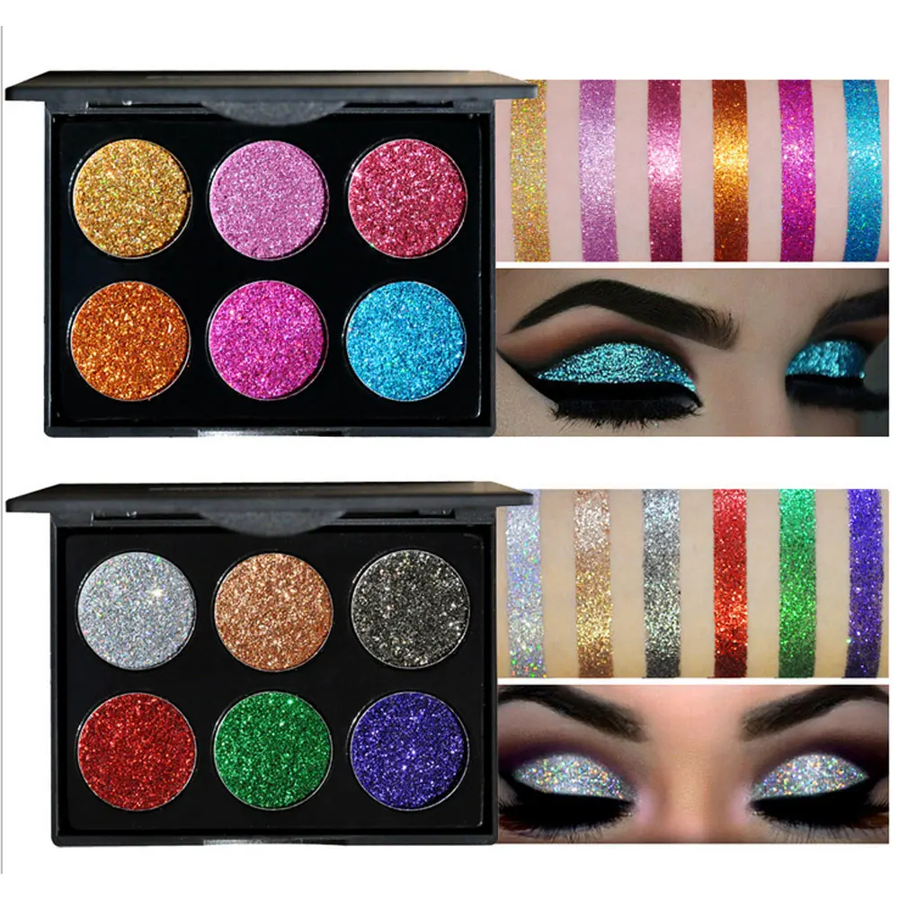 6 цветов макияж для глаз матовые блестящие тени век алмазные мерцающие праймер