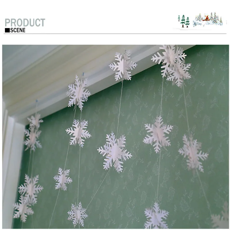 3 м Снежинка Форма Бумажная гирлянда рождественское место расположение