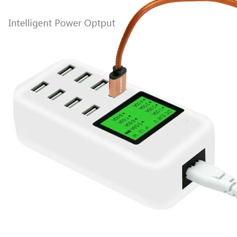 Умный концентратор быстрой зарядки с 8 портами USB и ЖК дисплеем 40 Вт