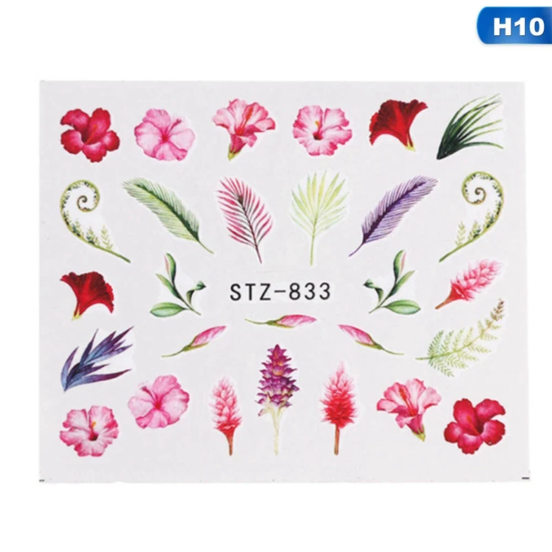 21 Designs Nail Sticker Set Jungle Green Leaves Flower Leaf Slider DIY Nail Art Water Transfer Decal Manicure Tool