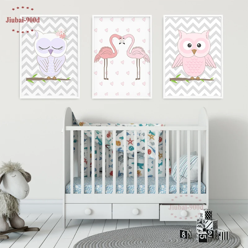 Детская мультяшная Сова плакаты Холст Картина детская комната Настенный декор