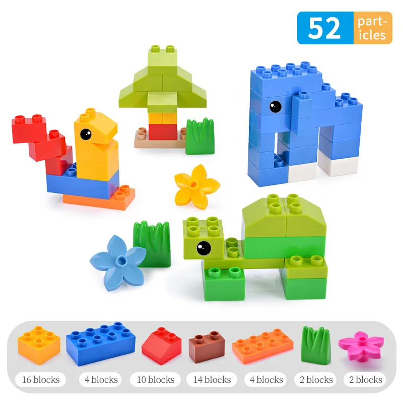 52pcs 52-156 шт DIY дизайн строительные блоки игрушки для детей мальчиков дети совместим с Duplo большой размер кирпичная образовательная модель - Цвет: 52pcs