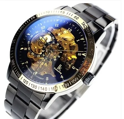 Новый 2016 Ik окраска Моды Механические Часы Скелет Авто Нержавеющей Стали мужские