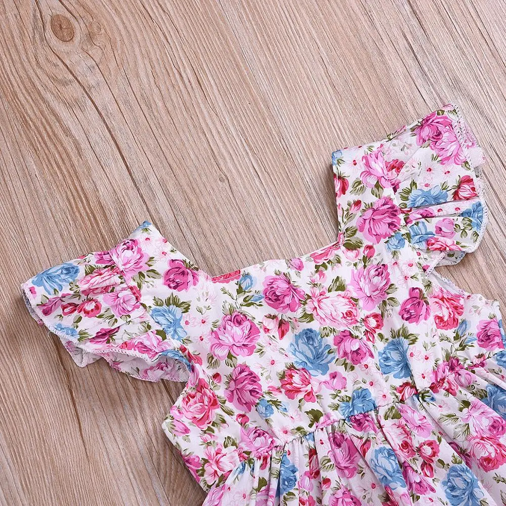 Детская одежда для малышки топ с цветочным принтом футболка + джинсовые шорты