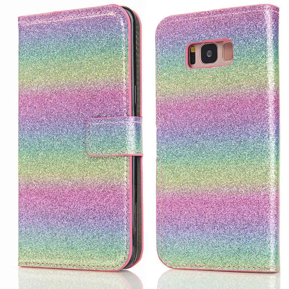 Рамочный чехол пачка цветов радуги из искусственной кожи для samsung Galaxy S10 плюс S9 S8 S7