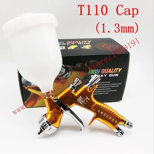 T110 1.3mm Профессиональный GTI pro lite Золотой пистолет для рисования TE20/T110 1,3 мм сопло распылитель пистолет для краски на водной основе - Цвет: T110 1.3mm