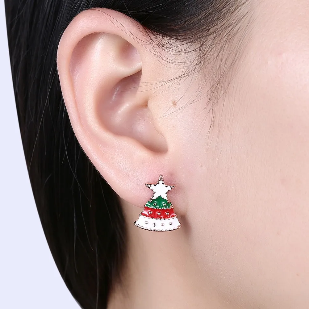 Kemstone Christmas Tree Candle Stud Earrings Asymmetrical Women Party | Украшения и аксессуары