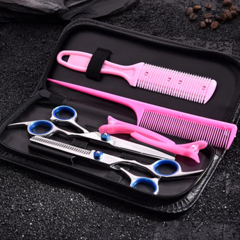 

Salon 6 inch Cutting Thinning Styling Tool Hair Scissors Set Stainless Steel Professional Barber Hairdressing comb Shears new