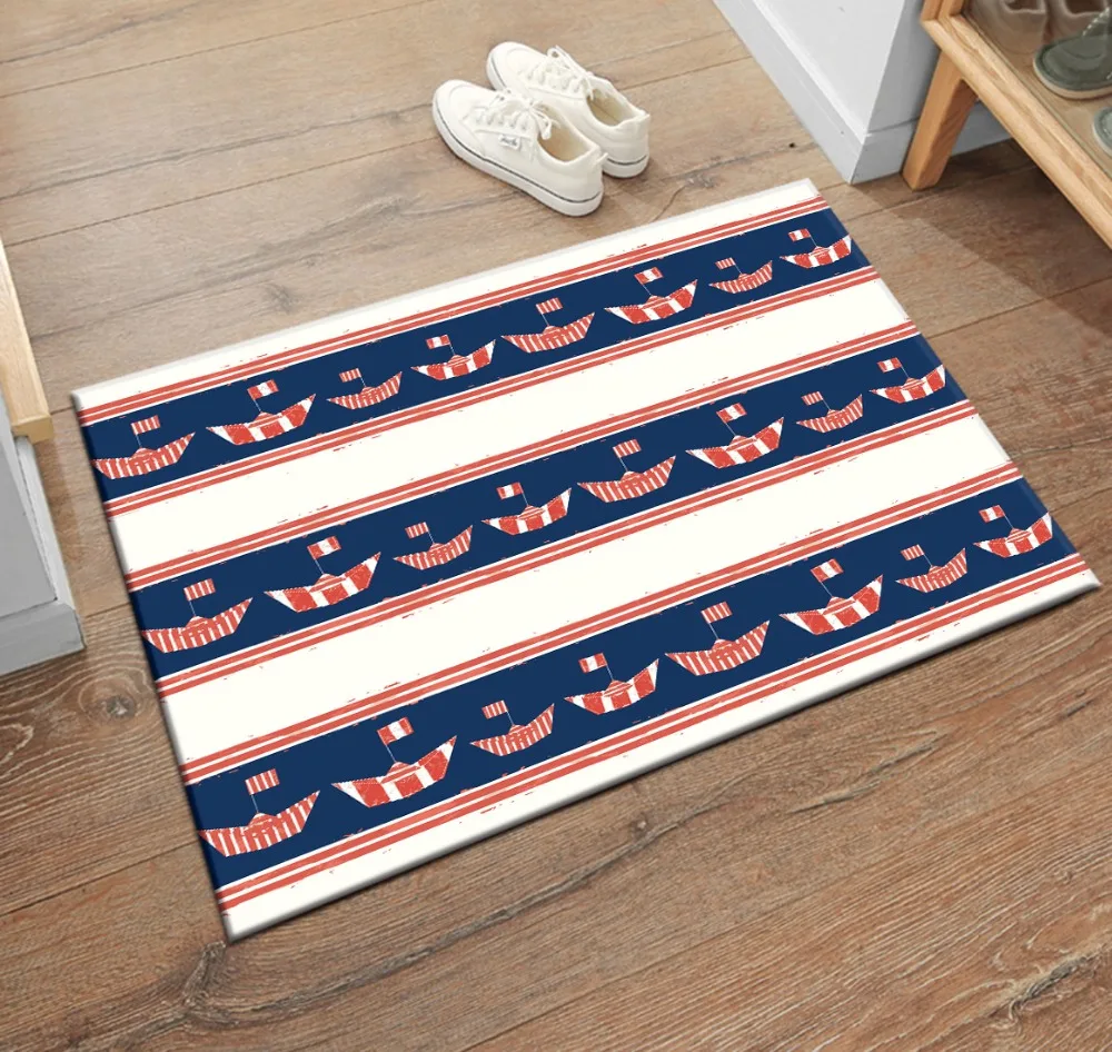 LB Stripe Boat Large Carpet And Area Rug For Kids Baby Home Living Room Crystal Velvet Cushion Bedroom Kitchen Floor Bath WC Mat | Дом и сад