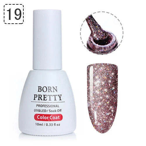 BORN PRETTY 10 мл Платиновый Звездный гель Bling красочный замочить от маникюра УФ-гель для дизайна ногтей лак - Цвет: 19