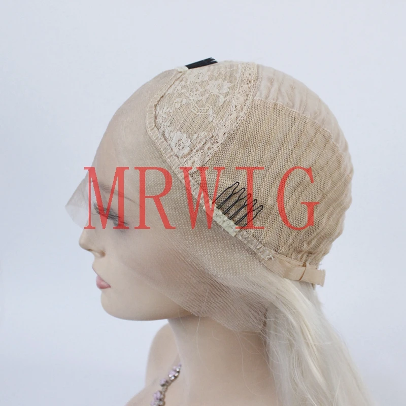 MRWIG#60 белый блонд короткий боб прямой 12 дюймов волосы без клея синтетический передний парик шнурка для афроамериканцев
