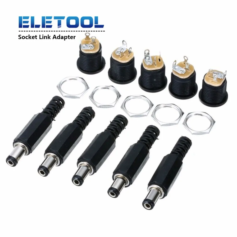 1/2/5PCS 2.1mm x 5.5mm Male Plug + Female Socket Panel Mount Jack DC Connector Adapter 12V/3A PN36 | Обустройство дома