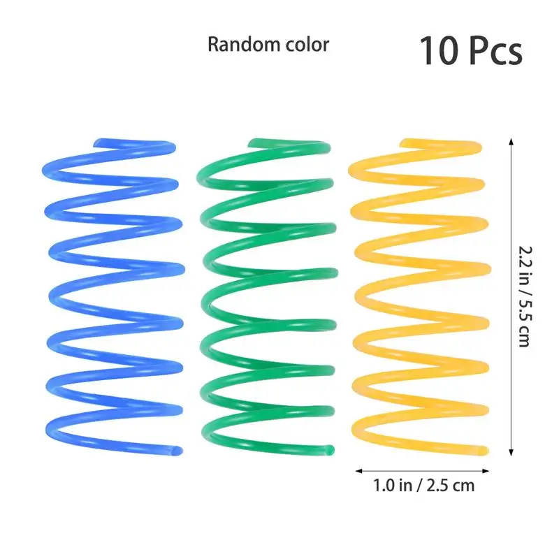 10 шт Пружинные игрушки легкие прочные пластиковые творческие материалы спиральные пружины для кошек котят домашних животных(случайный цвет