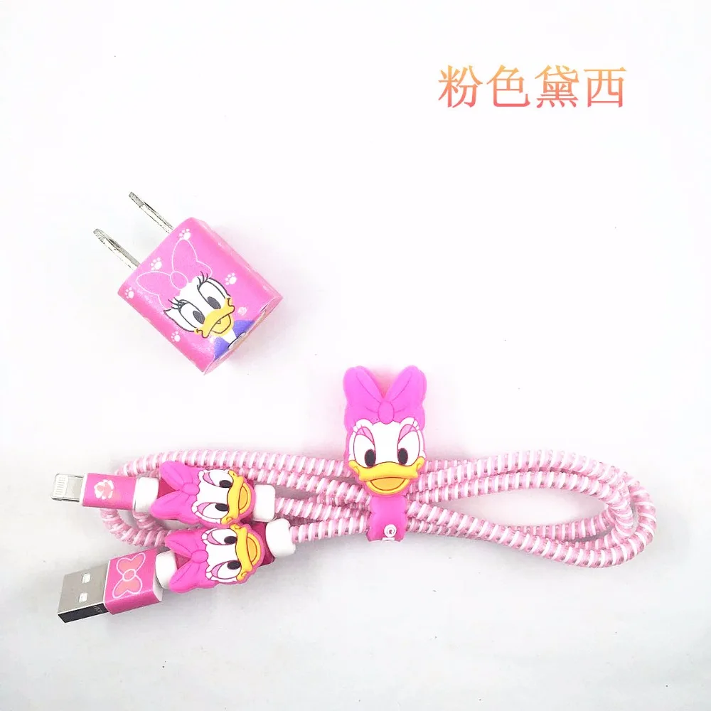 Длина 1,4 м, защита от Спирального шнура, защита usb-кабеля, набор для самостоятельной сборки с героями мультфильмов, Зарядные наклейки для iphone 5, 6, 6s, 7