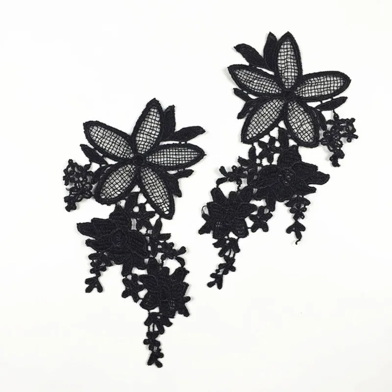 1 пара цветочных венецианских тканевых вышитых кружевных отделочных пластырей