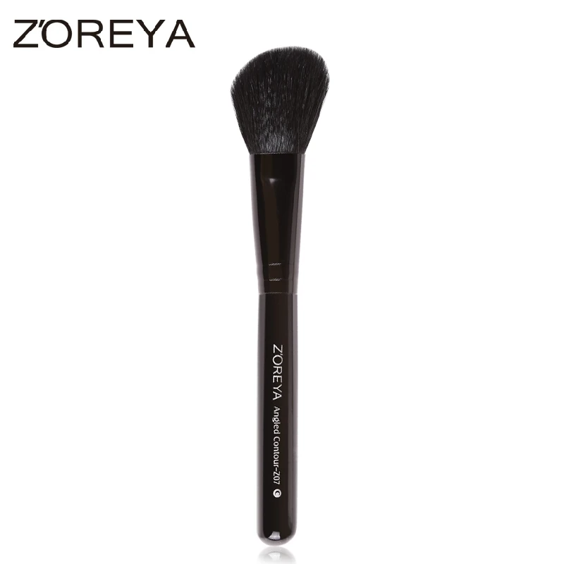black Zoreya Брендовая женская модная Однослойная кисть для лица из козьей шерсти прочная Кисть для макияжа для угловых контурных румян - Handle Color: black