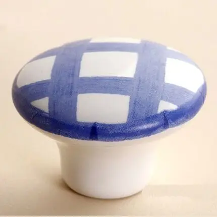 

Drawer knob pull handle ceramic kitchen cabinet handle knob white blue porcelain dresser cupboard furniture decoration knob pull