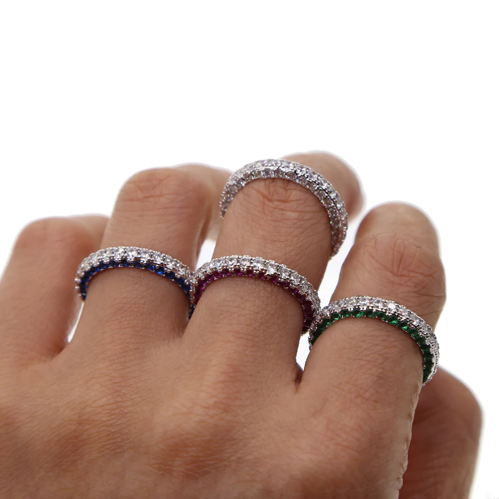 full cz four colors engagement band ring for women classic eternity red green blue stack drop shipping female elegance jewelry | Украшения