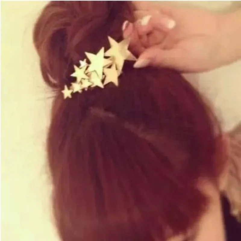 1 шт. заколка для волос золотого/звезда серебряного цвета женская |