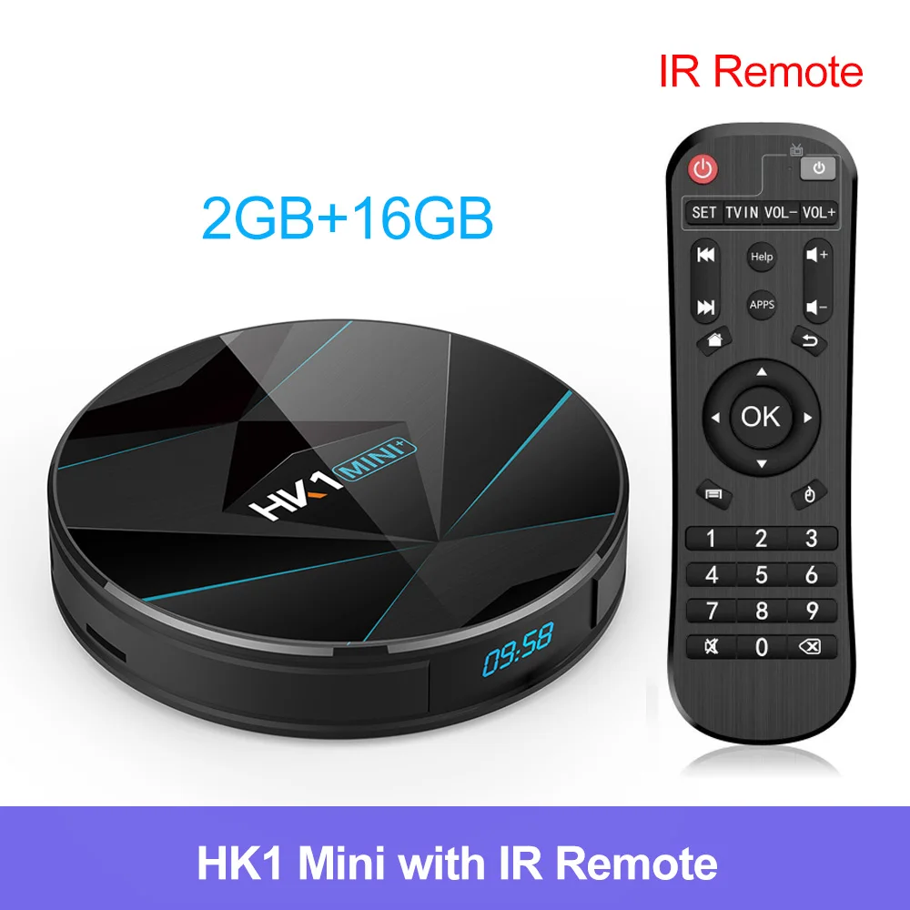2G16G IR Remote HK1 Мини плюс Android 9,0 Смарт ТВ коробка 4 ГБ ОЗУ 64 Гб Google Voice Rockchip RK3318 1080p 4K 60fps USB3.0 Google Play телеприставка - Цвет: 2G16G IR Remote