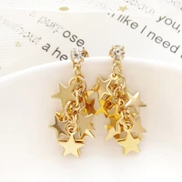 korean fashion lovely clip on earrings gold silver string star earrings for without piercing women girl ear clips gift jewelry