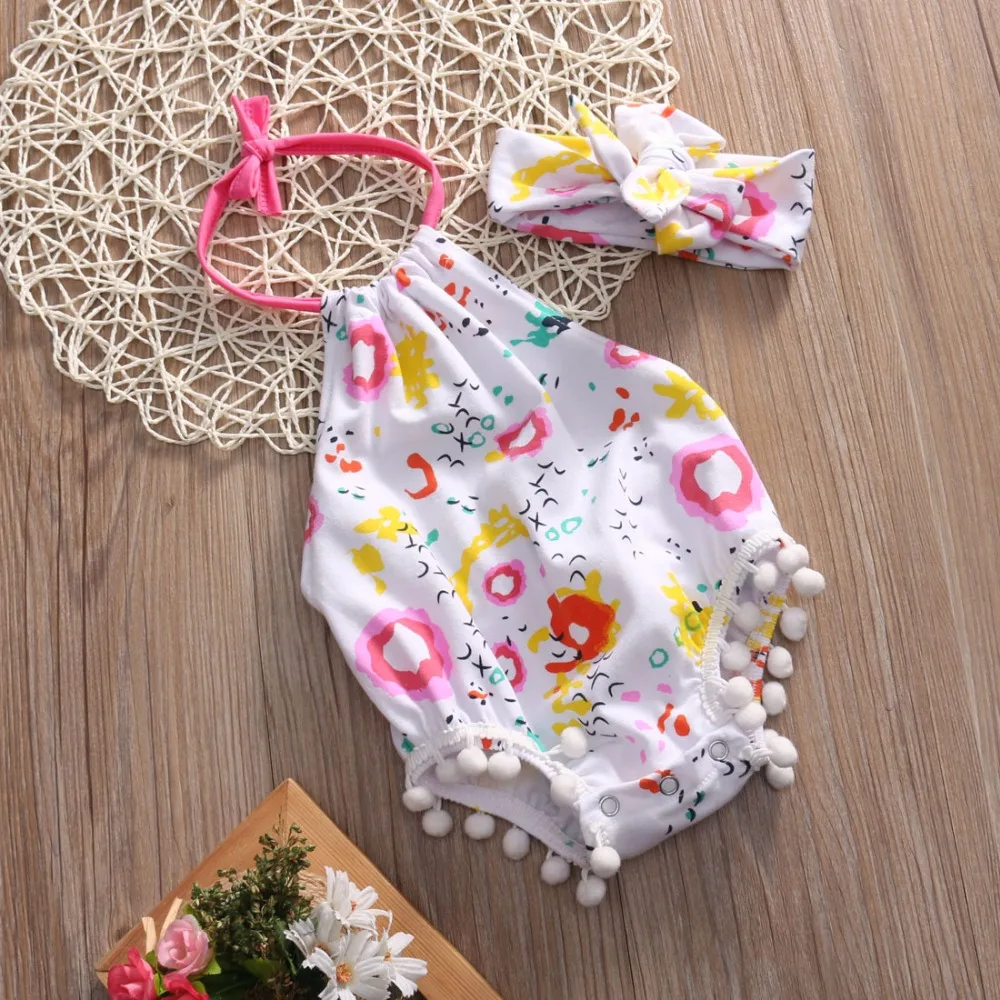 2017 Одежда для новорожденных девочек летний цветочный комбинезон без спинки и с