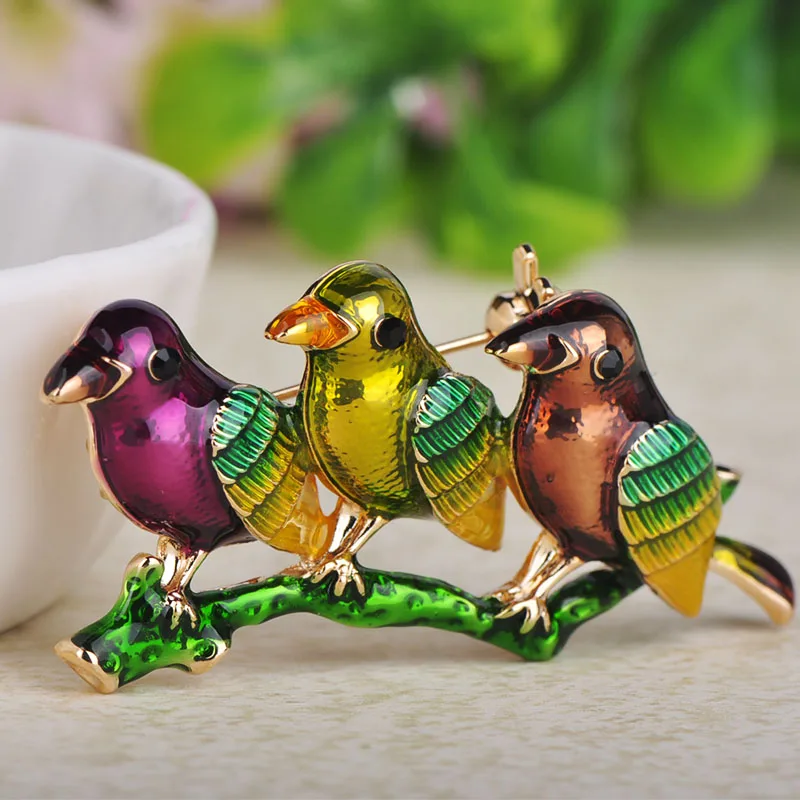 Брошь в форме милой птички Funmor эмалированная булавка животного для женщин и