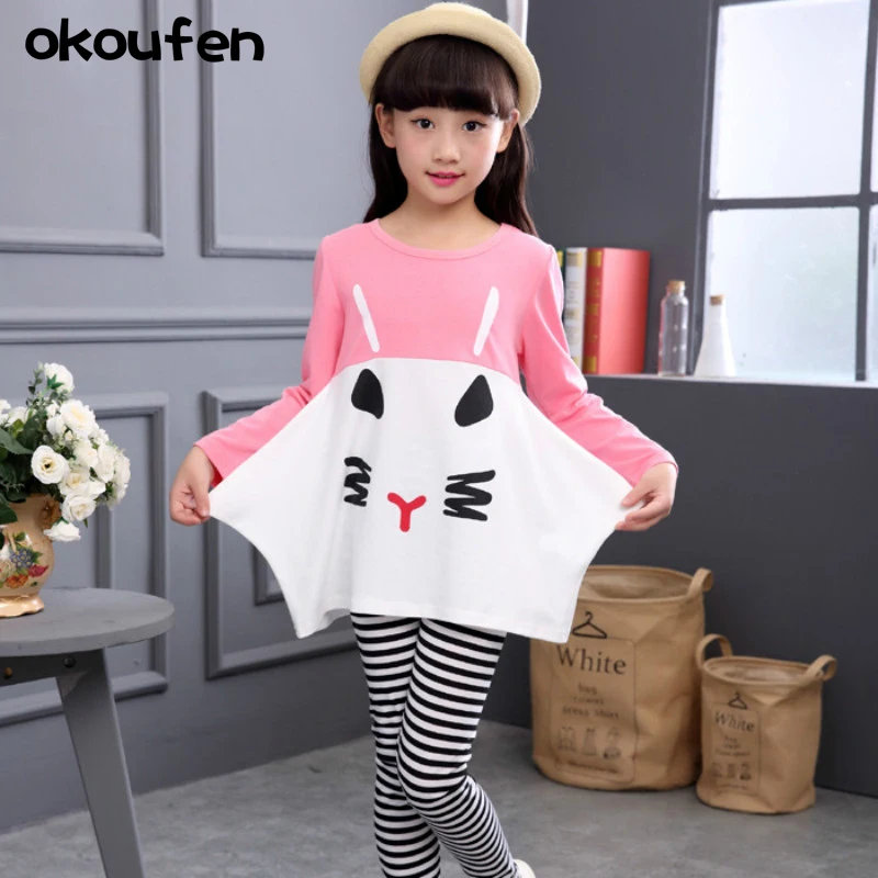 Комплекты одежды для маленьких девочек брендовая футболка с длинными рукавами и