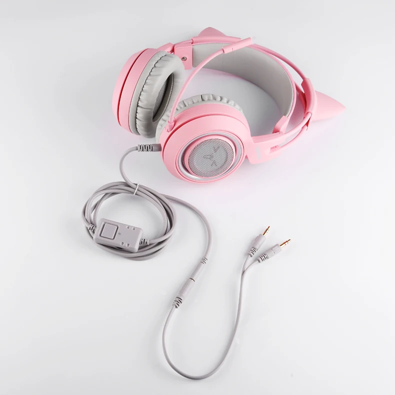 SOMIC G951s PS4 розовые наушники с кошачьими ушками с шумоподавлением 3,5 мм разъем для девочек детская игровая гарнитура с микрофоном для телефона