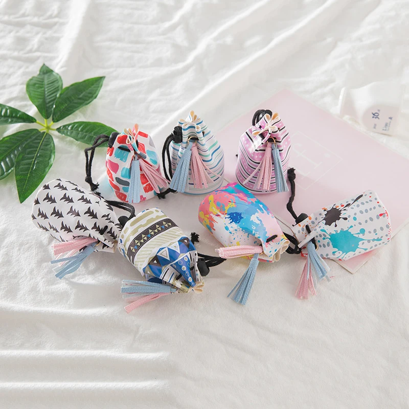 50PCS / LOT Girl Coin Bag Cute Printing Women Drawstring Purse Mini Chain PU Headphone Storage Wholesale | Багаж и сумки