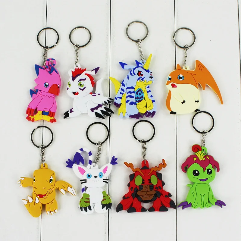 8 шт./лот Digimon Adventure Agumon Gabumon Patamon Tailmon Gomamon Piyomon Брелок с подвеской из ПВХ|digimon