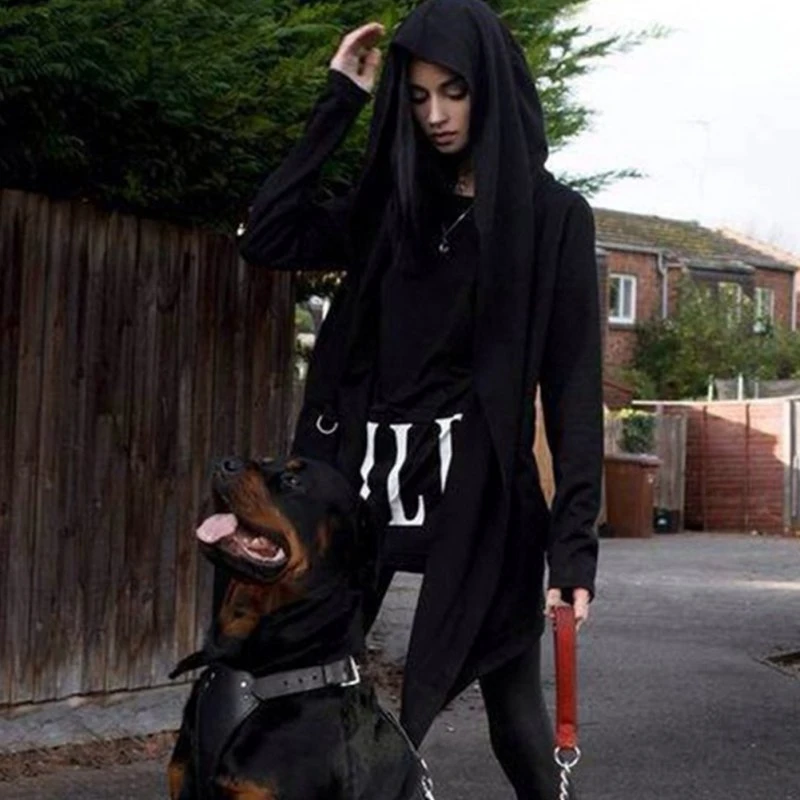 Осенне зимняя крутая модная мужская черная накидка с капюшоном мужские длинные