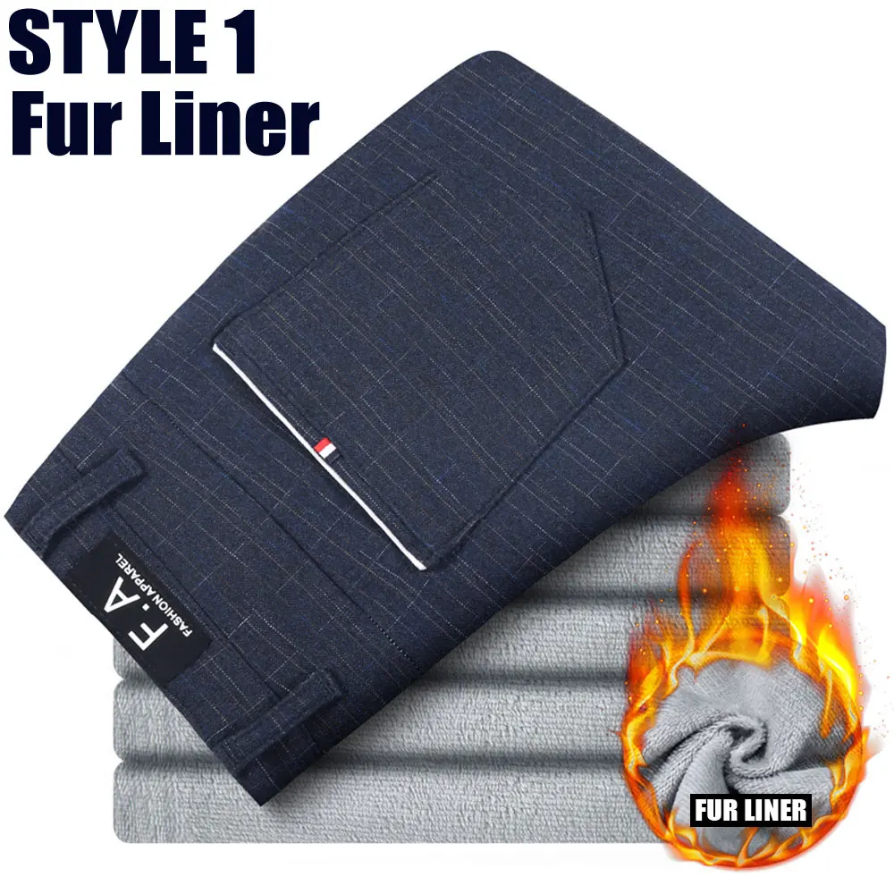 Style1 Fur-Navy MYDBSH зимние штаны для мужчин, повседневные штаны с толстой меховой подкладкой, теплые спортивные штаны, флисовые эластичные брюки с капюшоном, спортивные штаны, W28-38 - Цвет: Style1 Fur-Navy