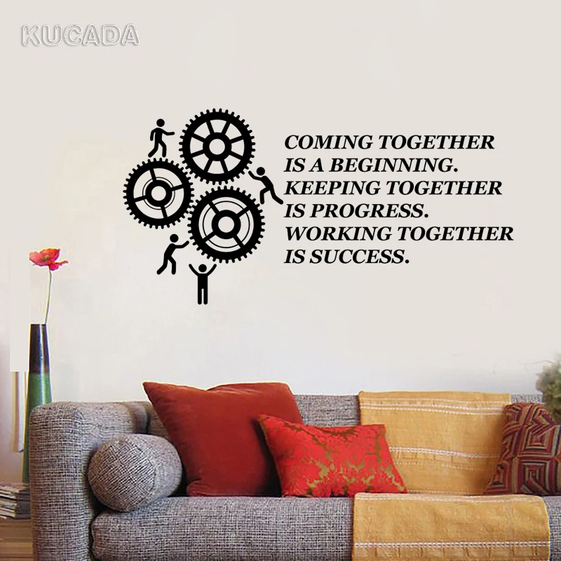 Креативная переводная картинка на стену Наклейка командная работа Цитата офис