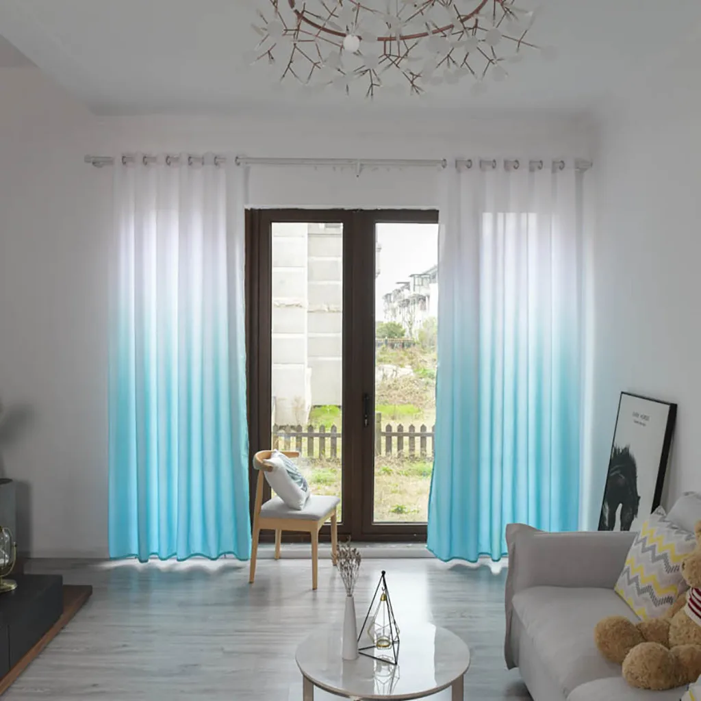 Занавеска из тюля с листьями драпировка для окон 1 панель градиентная деревянная