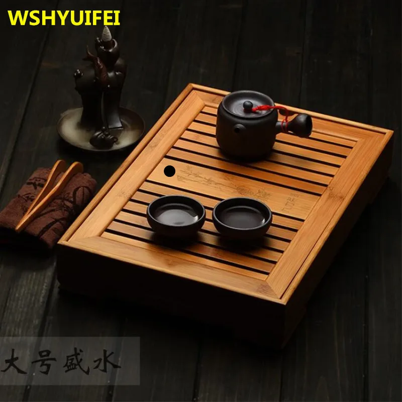 Бамбуковые чайные подносы кунг-фу аксессуары для чая Настольный поднос со стоком