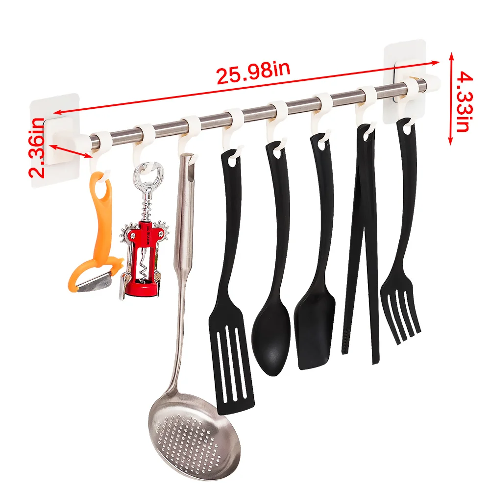 Белая кухонная стойка из нержавеющей стали с стикерами крючками водостойкая