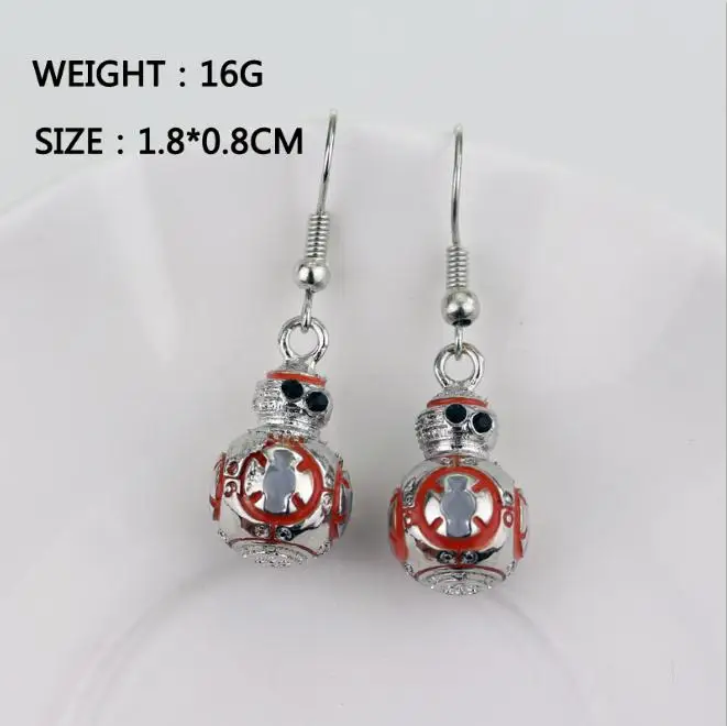 E02 RJ фильм Звездные войны Пробуждение силы 3D робот BB8 серьги гвоздики Время Тернер Игра престолов для женщин Девушка - Окраска металла: E02