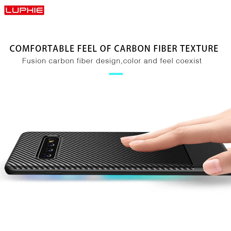 LUPHIE Luxury Case For Samsung Galaxy S10 Plus S10e Cases Carbon Fiber Texture Cover Silicone Coque |