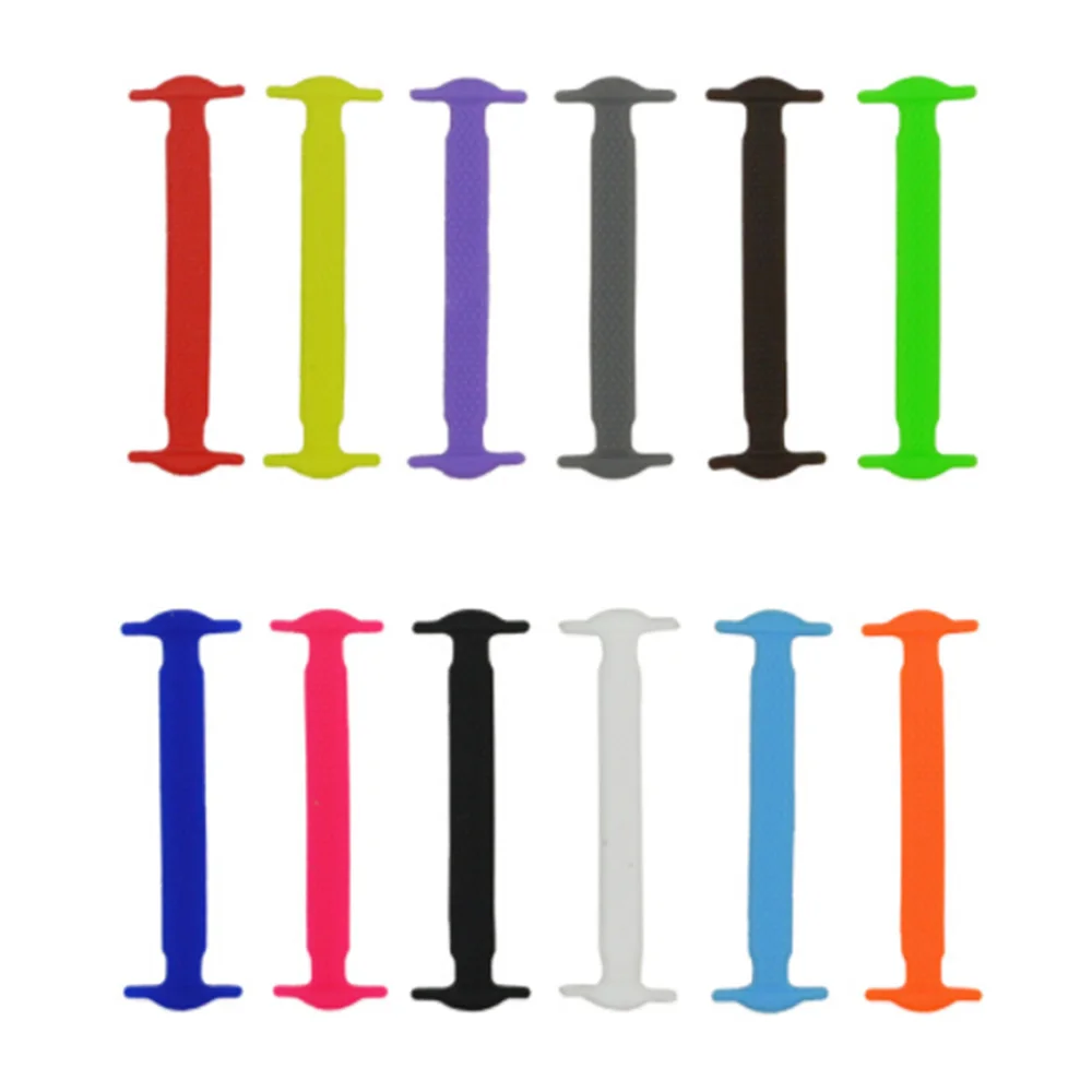 

16pcs/lot Shoelaces Unisex Elastic No Tie Shoelaces Silicone Shoe Laces All Sneakers Fit Strap Lacing Rubber Quick Shoelace