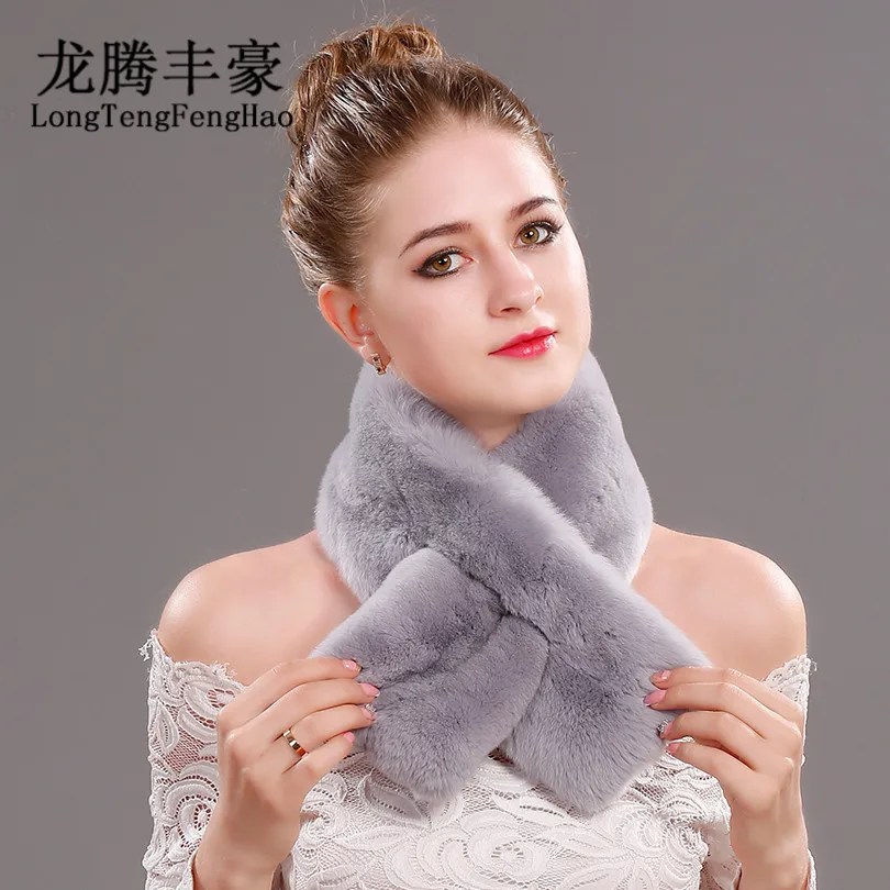 

Russian knitted Scarf Rex rabbit fur Scarves women rabbit fur scarves Winter Fashion Brand Multi color warm Scarf ladies 85*14cm