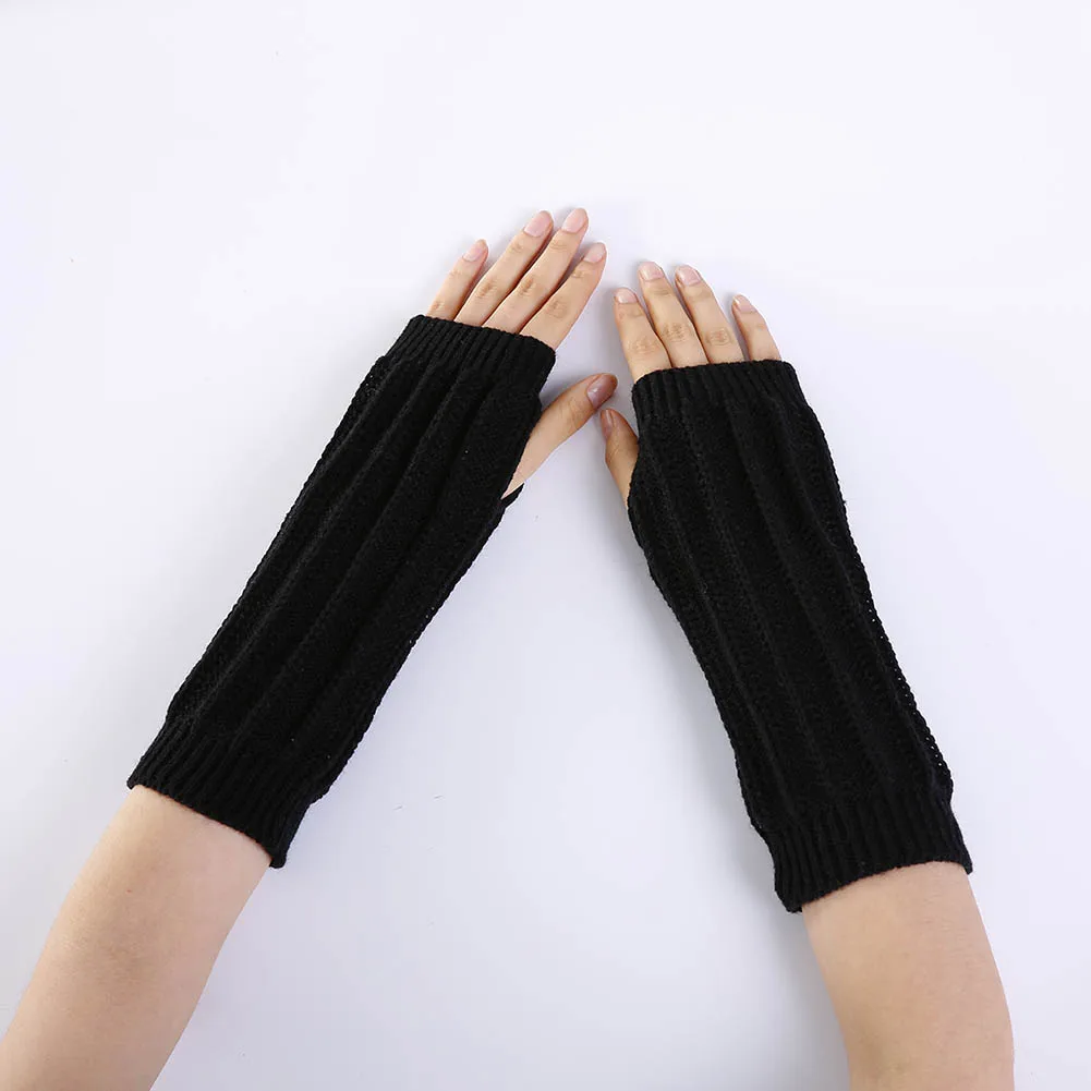 1 Pair Women Lady Girl Mittens Gloves Fingerless Knitting Long Fashion Solid Color For Winter LT88 | Аксессуары для одежды