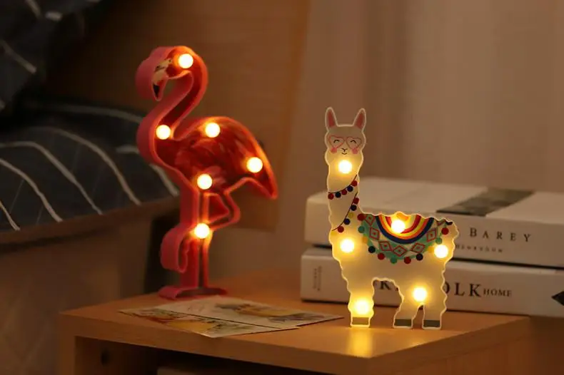 HobbyLane Cute Animal Shape Sheep Unicorn Flamingo LED Lamp for Home Living Children Room Tabletop Decoration | Освещение