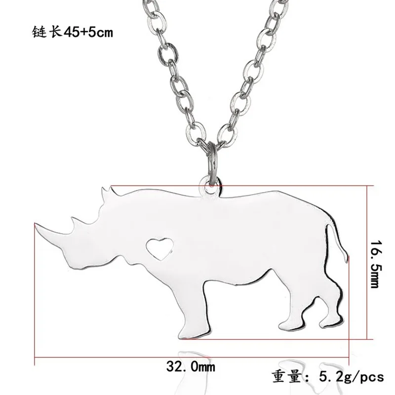 

Stainless steel golden rhinoceros pendant necklace love animal necklace men and women jewelry Valentine's Day gift