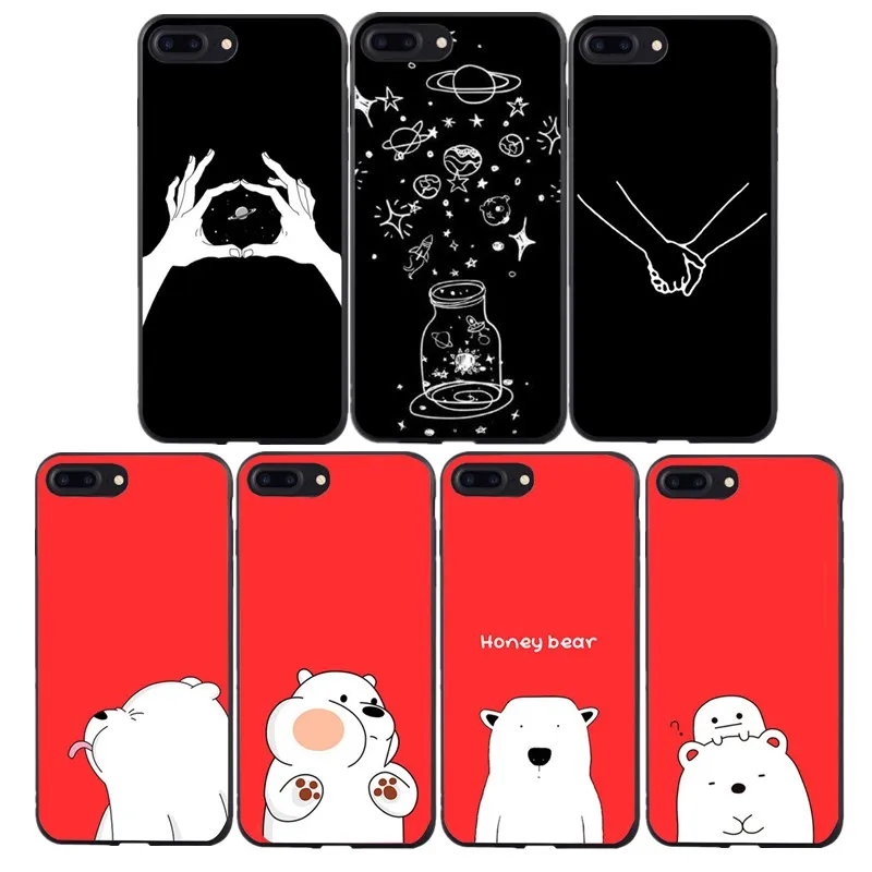 Милые чехол для iphone 7 аксессуары мультфильм красный медведь шаблон X plus 8 5 5S SE 6 S Capa