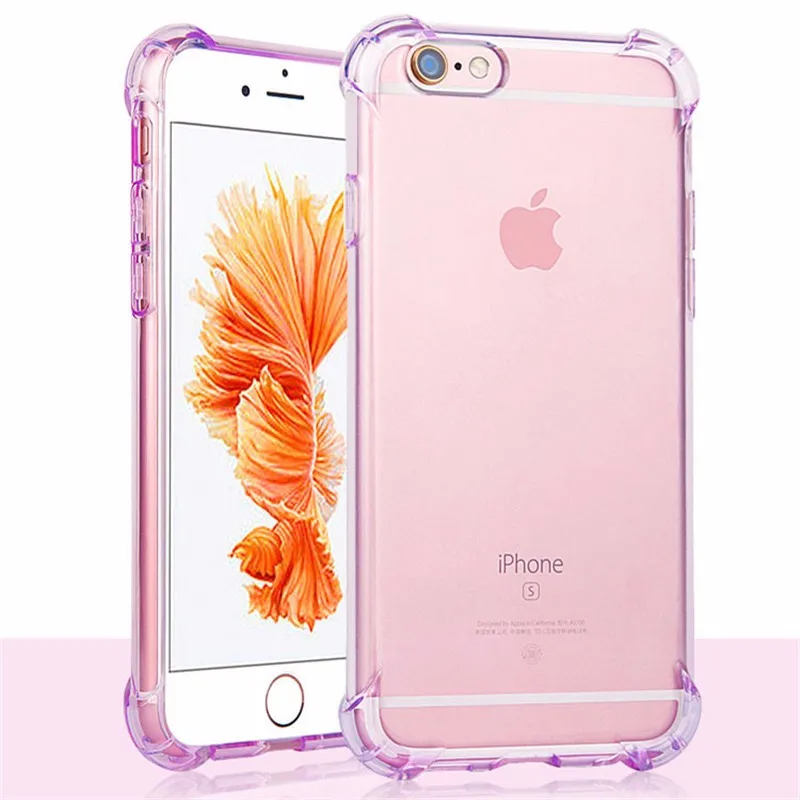 Ударопрочный чехол для iPhone 8 7 6 6s Plus X прозрачный мягкий силиконовый угловой ТПУ Etui