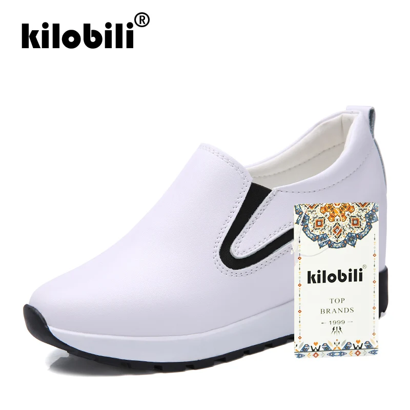 Kilobili/2019 г. Осенняя женская обувь на плоской платформе из натуральной кожи подошве
