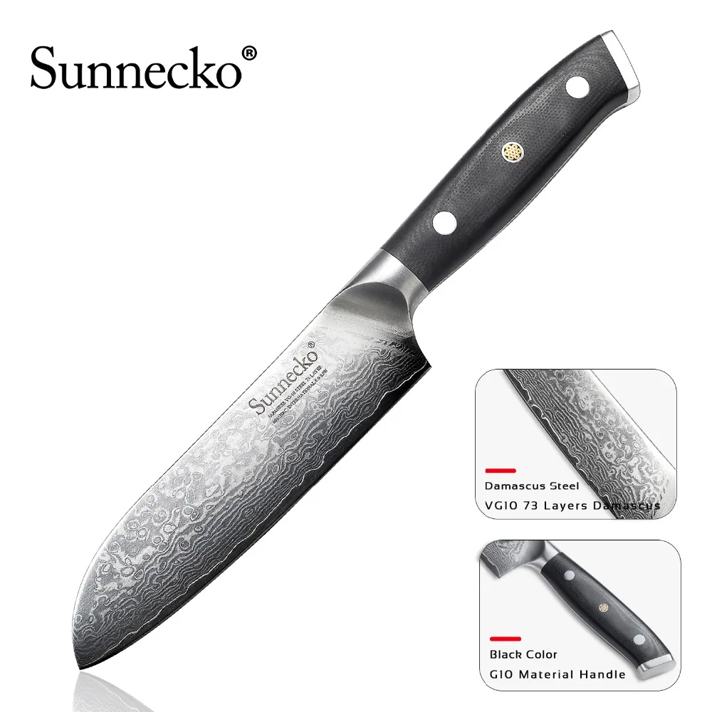 Набор кухонных ножей SUNNECKO VG10 набор шеф повара Santoku из стали шлифовальная Ручка G10