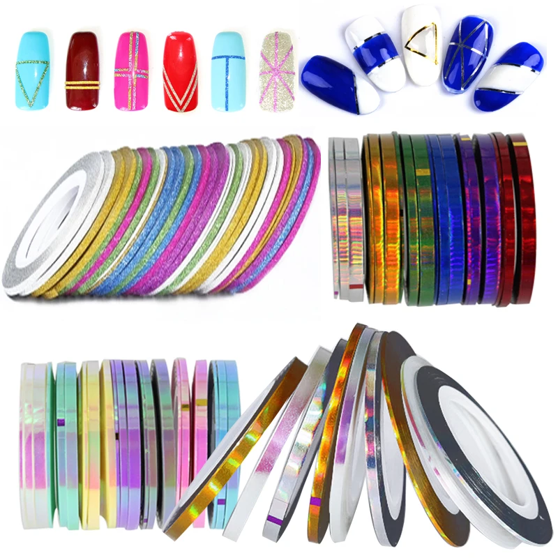1set 10pcs Color Glitter Scrub Nail Striping Line Tape Sticker Self-Adhesive Decal Art DIY Tips For Polish Gel Manicure | Красота и